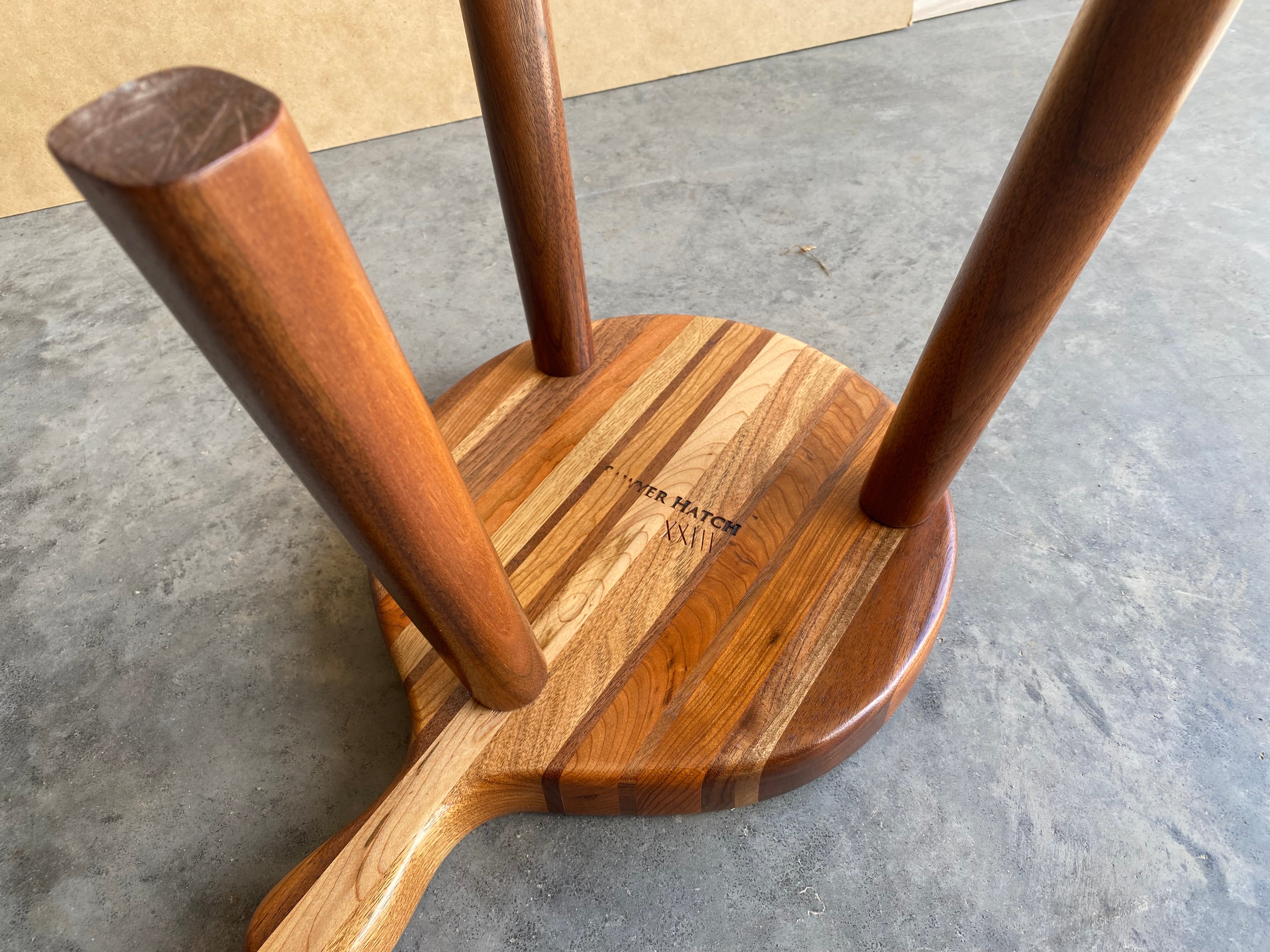 Milk Stool | Foot Stool | Plant Stand | Striped | Walnut