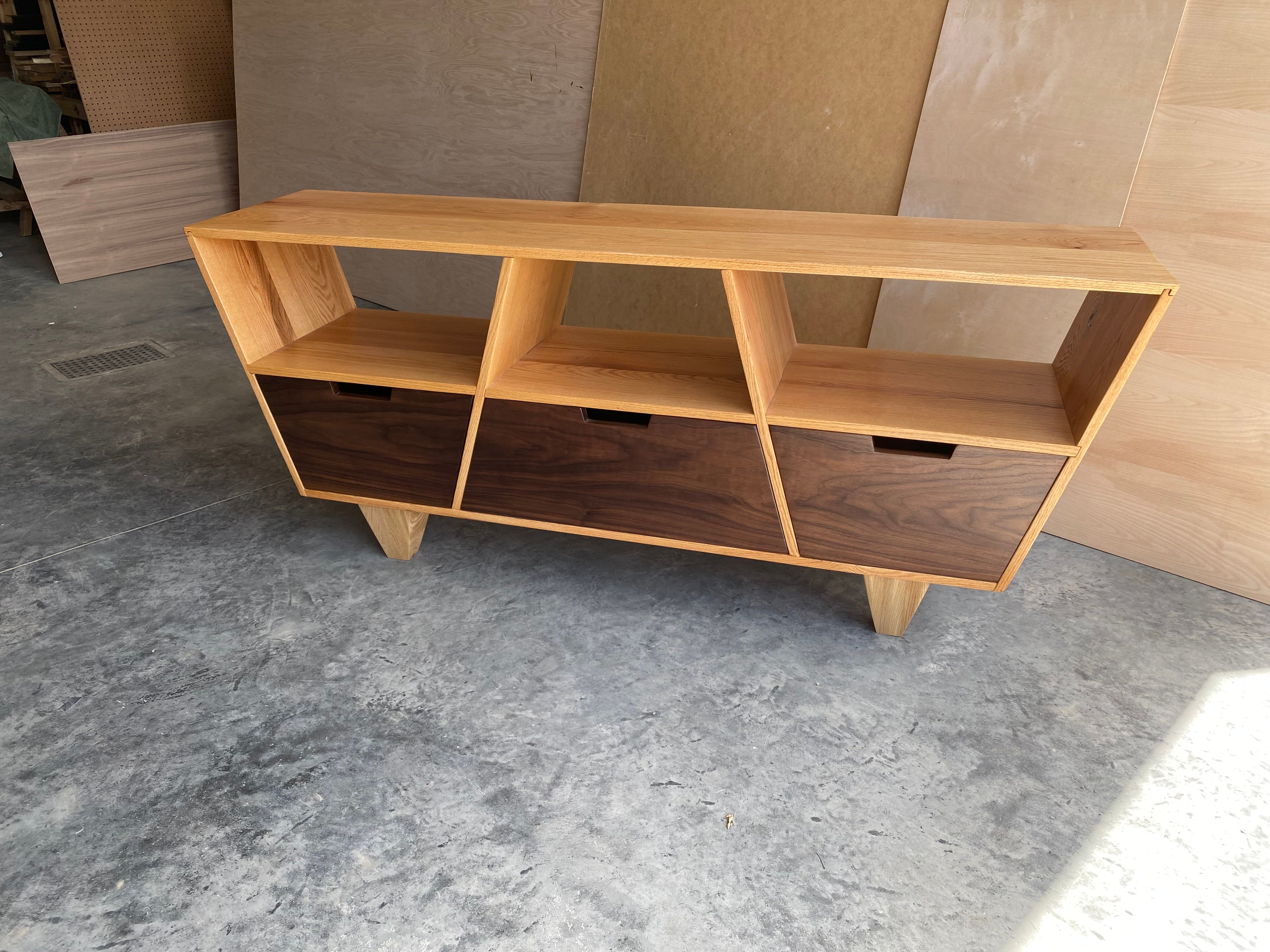 Angled 3-Drawer Credenza | Console | Oak | Walnut