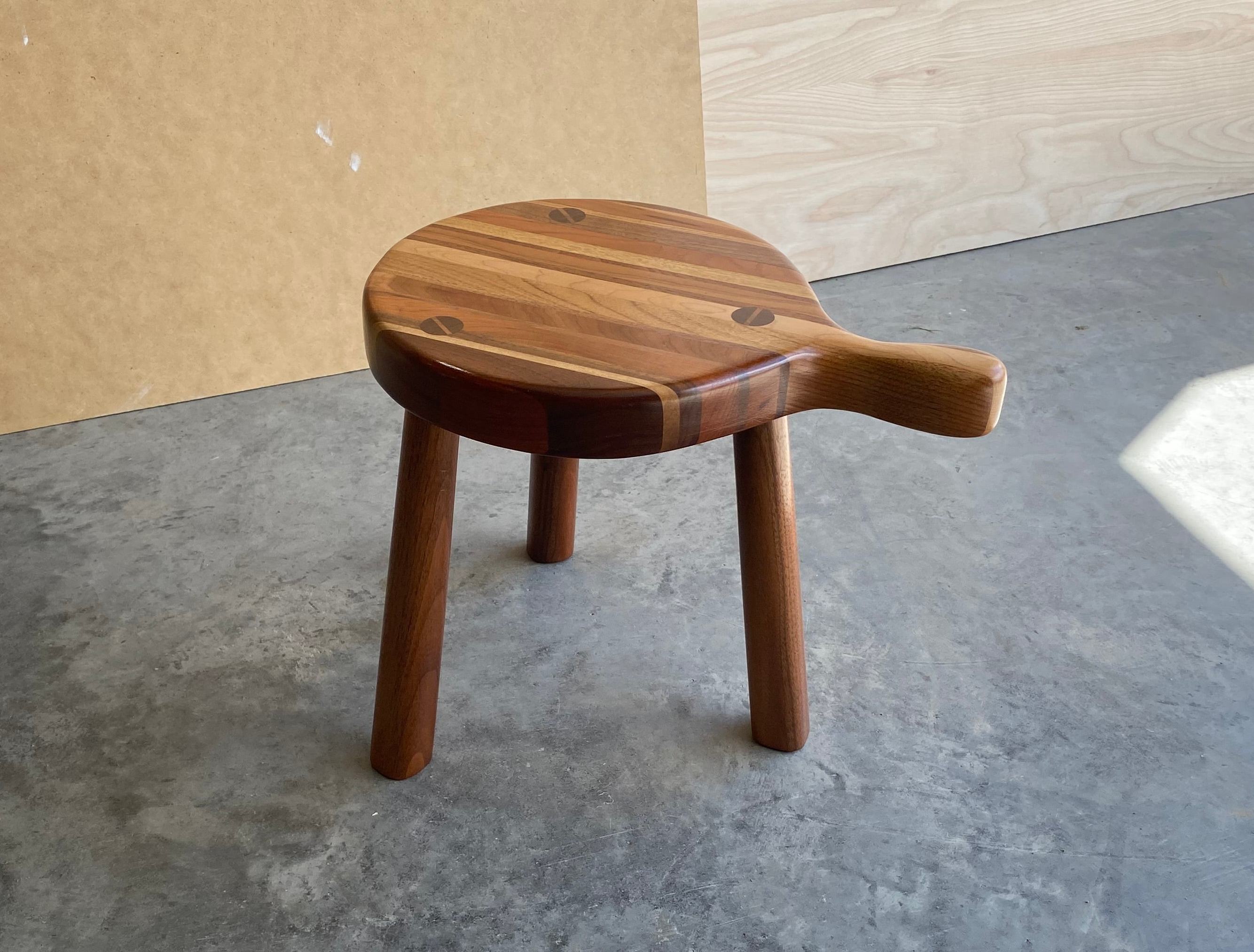 Milk Stool | Foot Stool | Plant Stand | Striped | Walnut