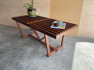 Teak Wood Slatted Bench