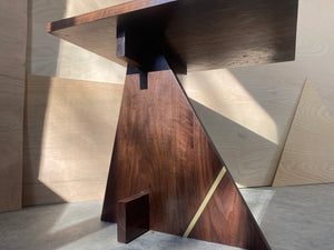 Walnut Offset End Table Night Stand Side Table