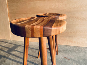 Striped Wood | 3-Legged Stool | High Top Stool | Kitchen Island Seating