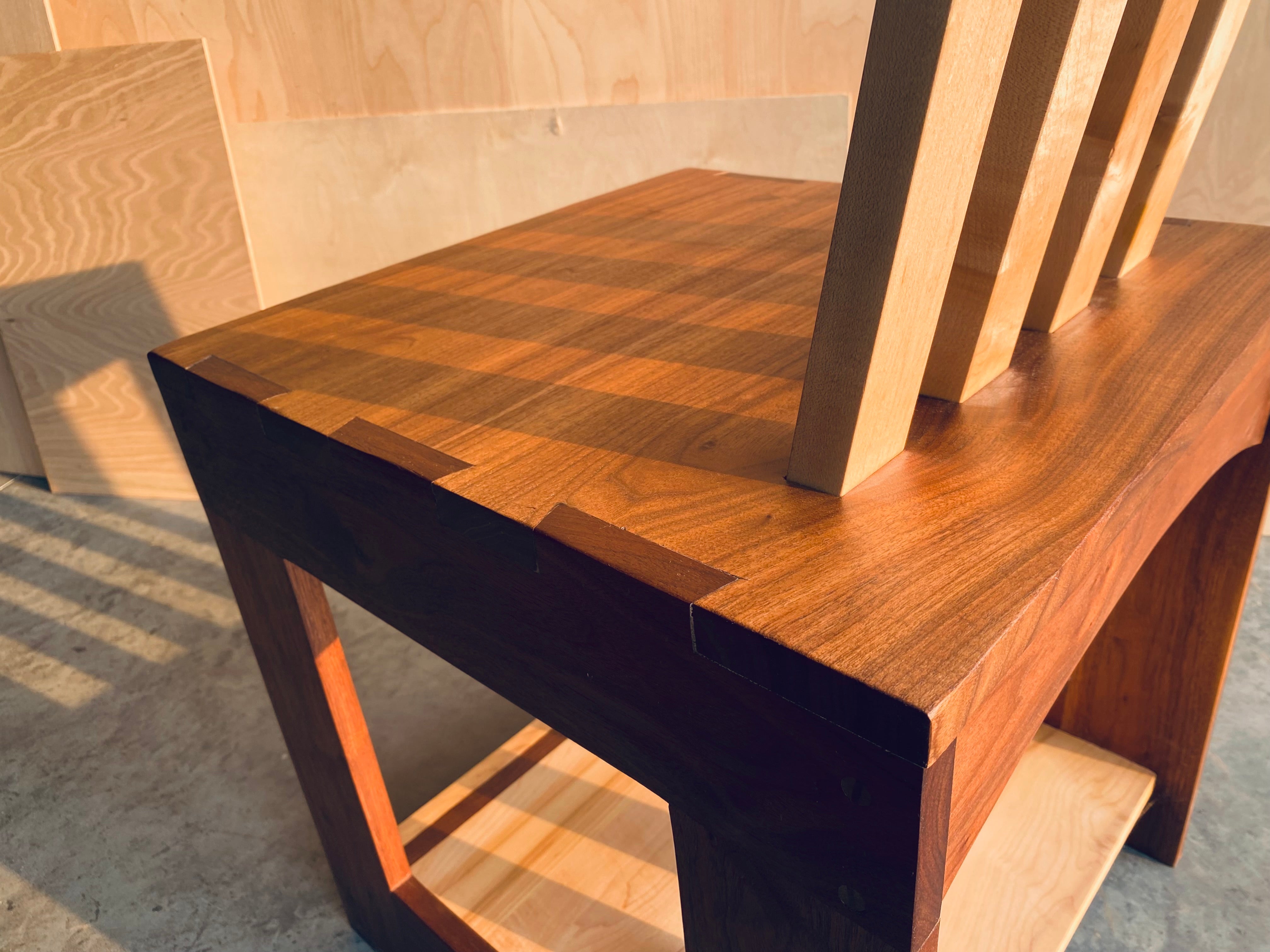 Box Chair | Unique | One-of-a-kind Seat | Handmade | Walnut and Maple Wood