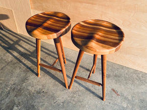 Striped Wood | 3-Legged Stool | High Top Stool | Kitchen Island Seating