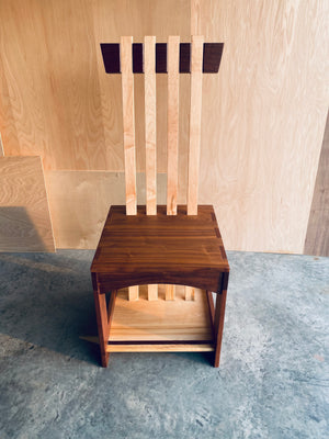 Box Chair | Unique | One-of-a-kind Seat | Handmade | Walnut and Maple Wood