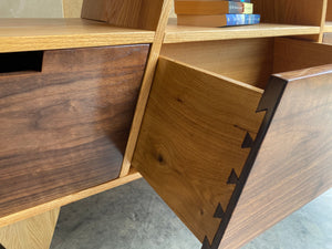 Angled 3-Drawer Credenza | Console | Oak | Walnut