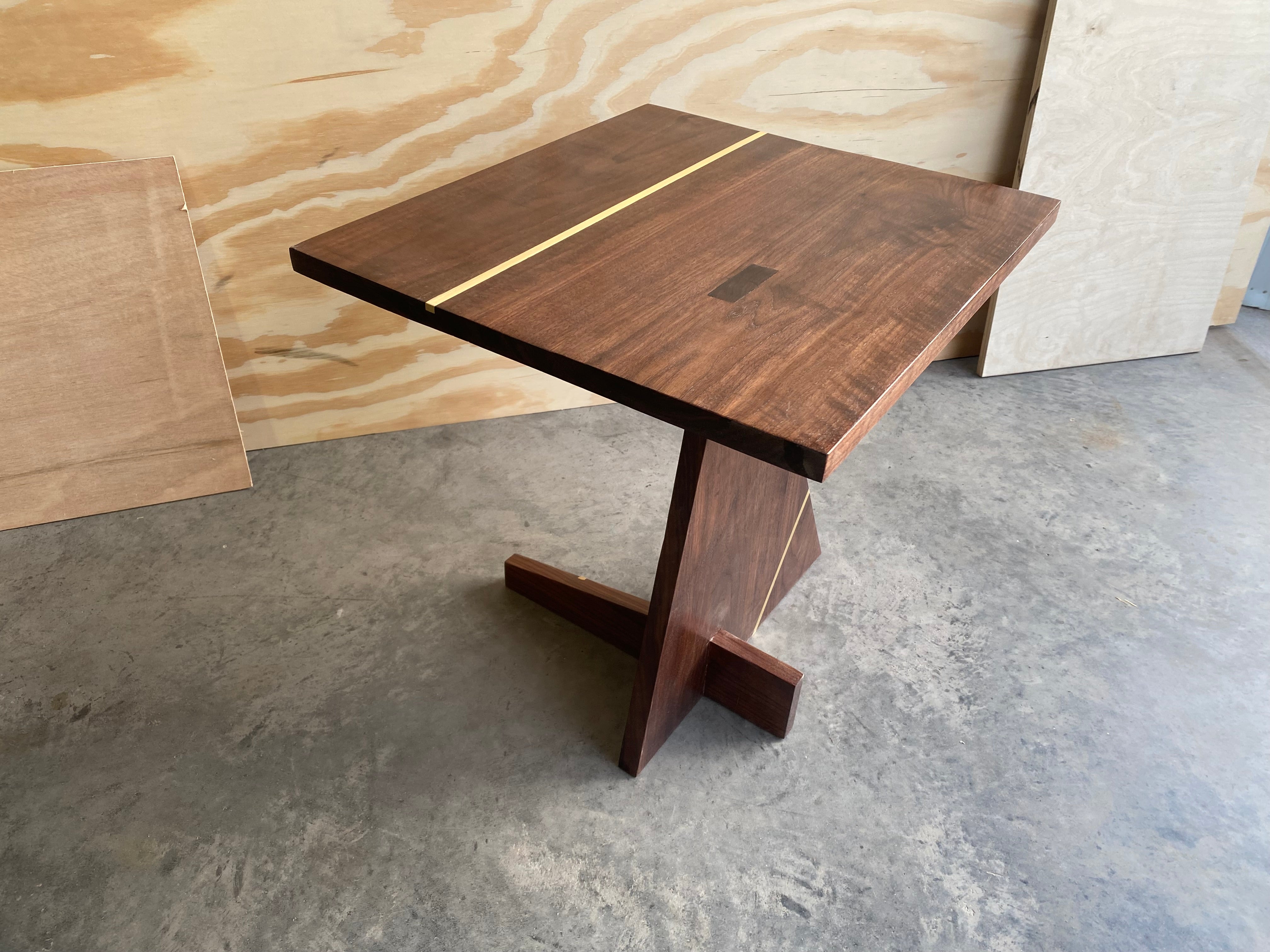 Walnut Offset End Table Night Stand Side Table