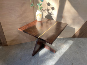Walnut Offset End Table Night Stand Side Table