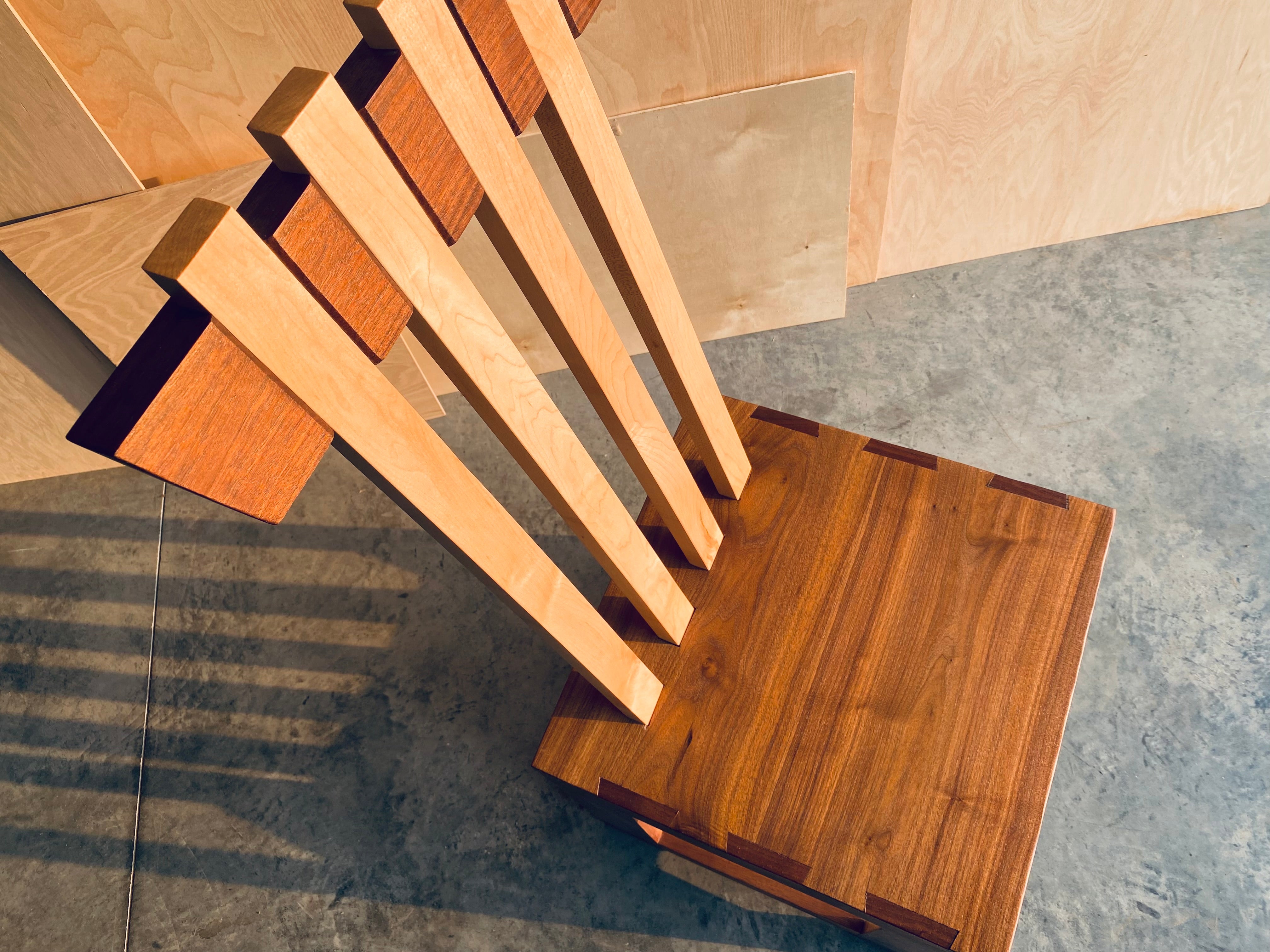 Box Chair | Unique | One-of-a-kind Seat | Handmade | Walnut and Maple Wood