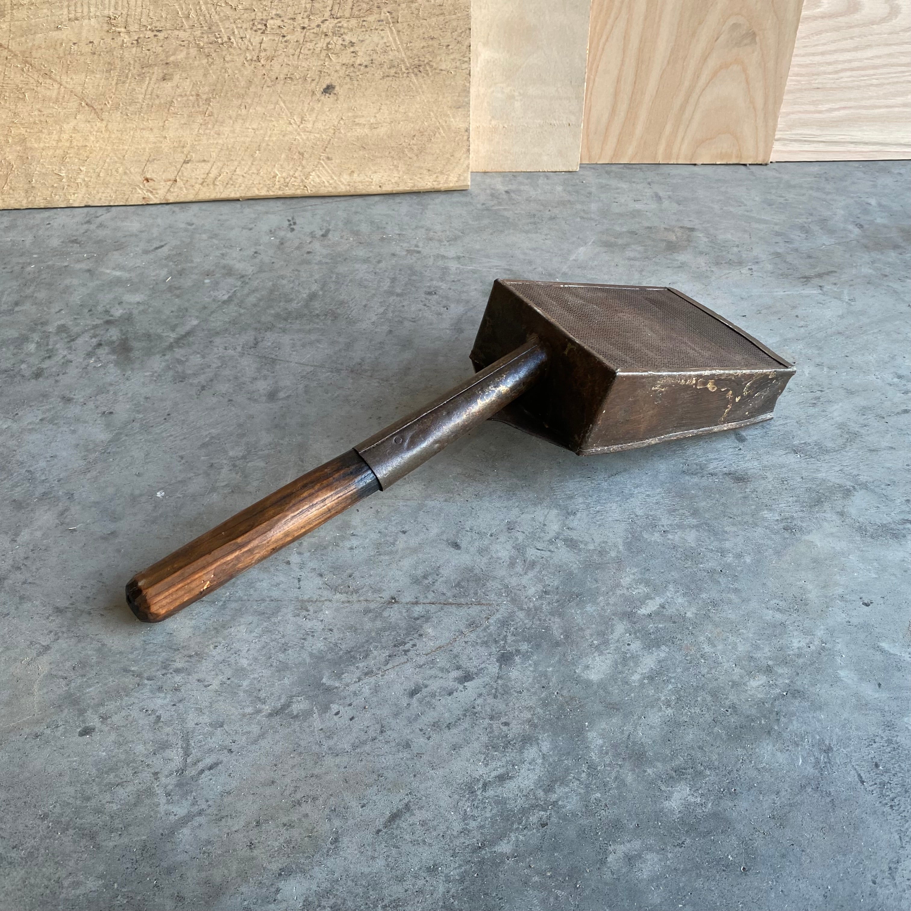 Primitive Sifting Scoop: 1800s Antique Wood and Tin Grain Scoop