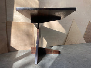 Walnut Offset End Table Night Stand Side Table