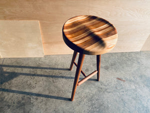 Striped Wood | 3-Legged Stool | High Top Stool | Kitchen Island Seating