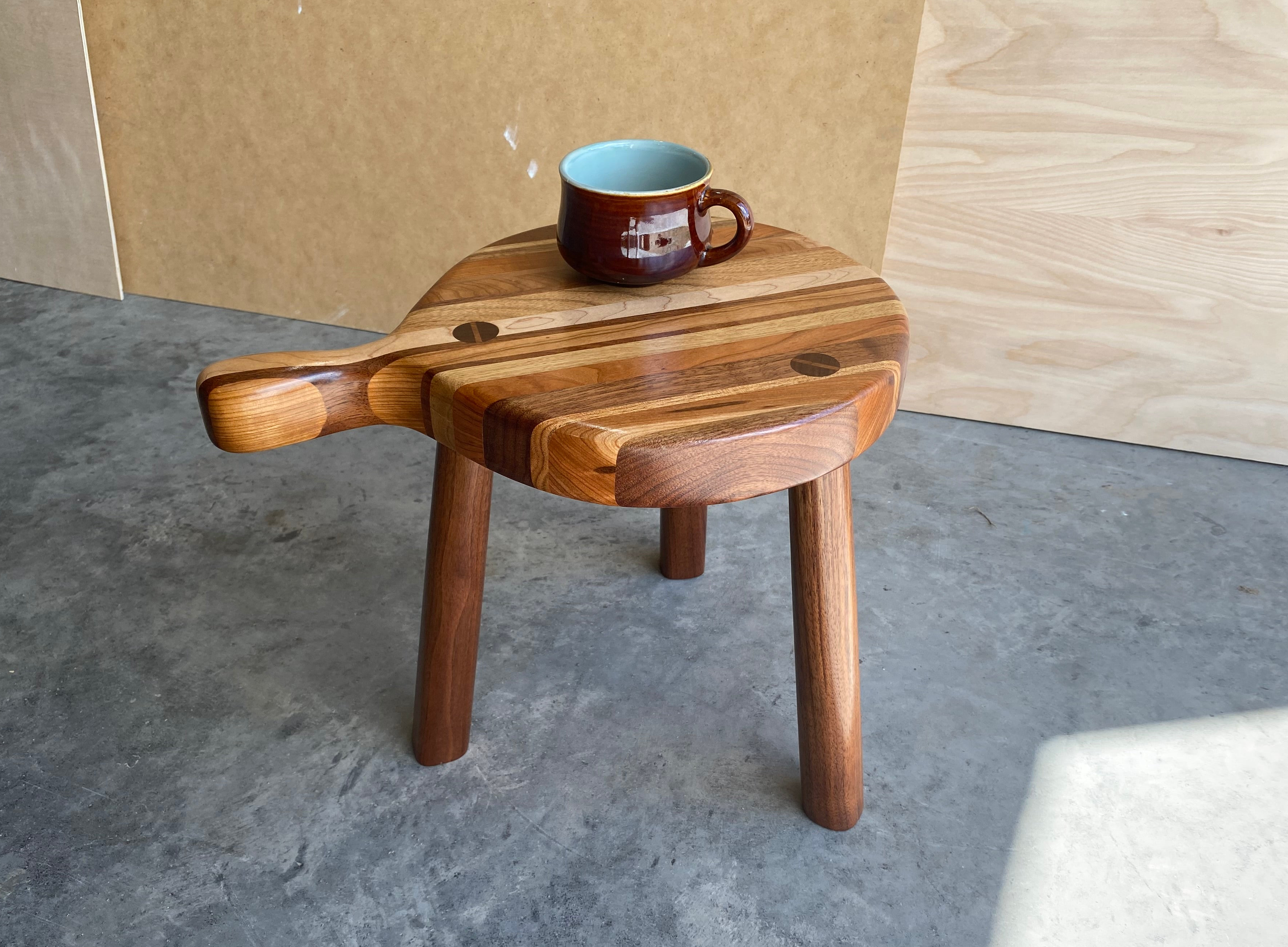 Milk Stool | Foot Stool | Plant Stand | Striped | Walnut