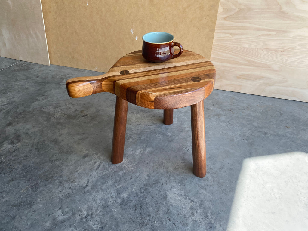 Milk Stool | Foot Stool | Plant Stand | Striped | Walnut