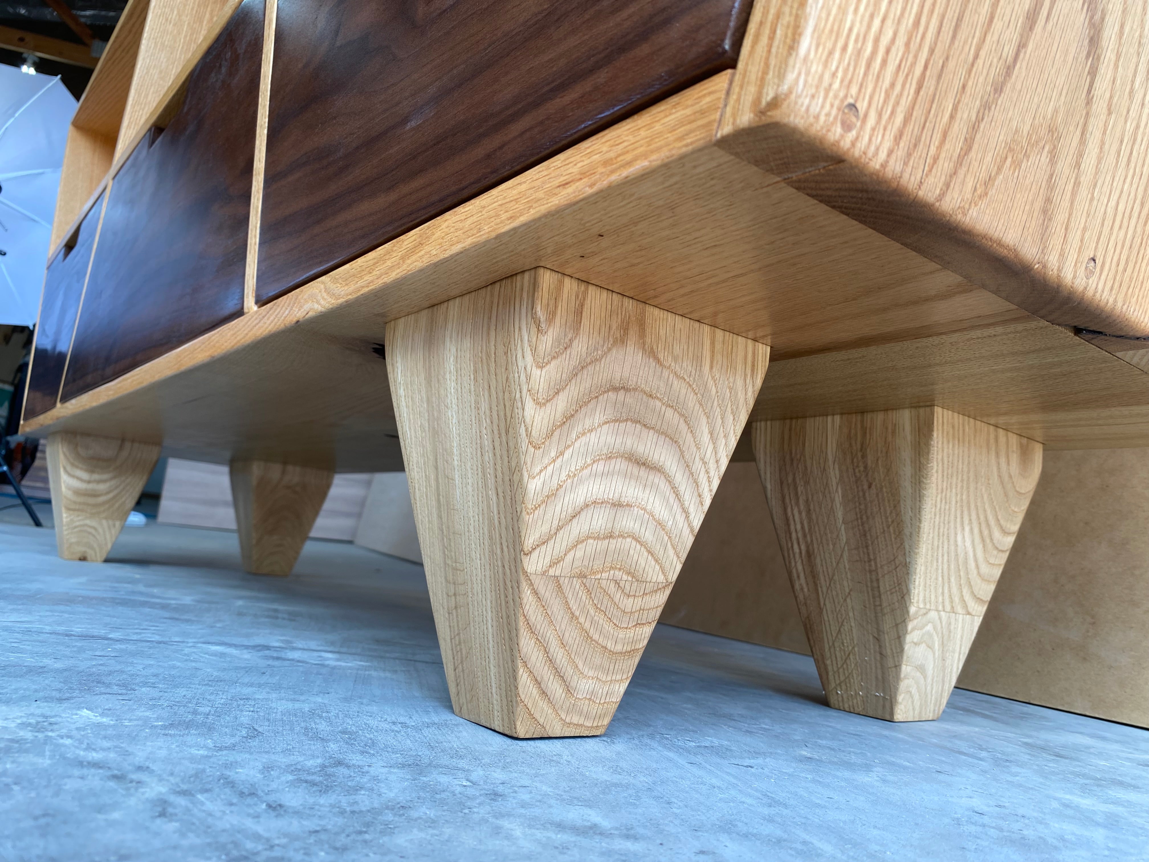 Angled 3-Drawer Credenza | Console | Oak | Walnut