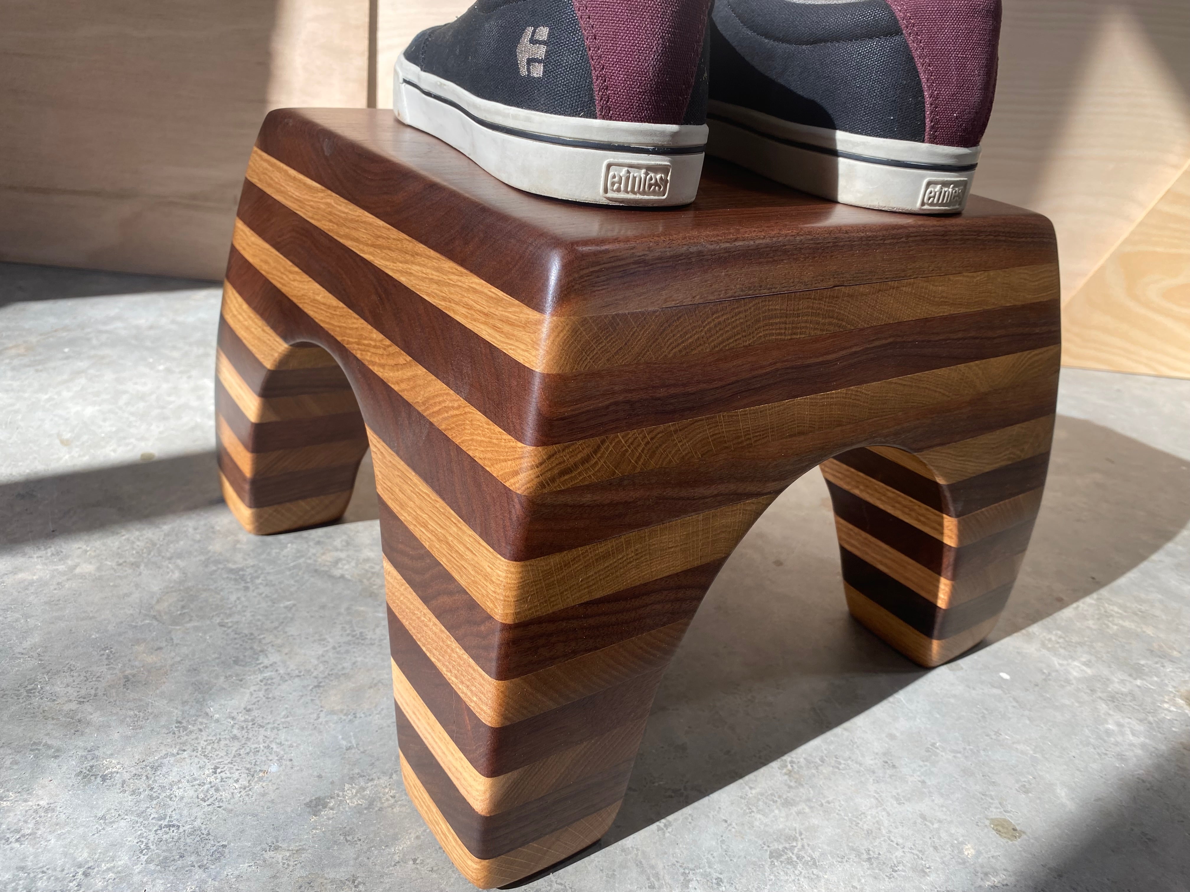 Striped Wood Stool | Plant Stand | Step | Display