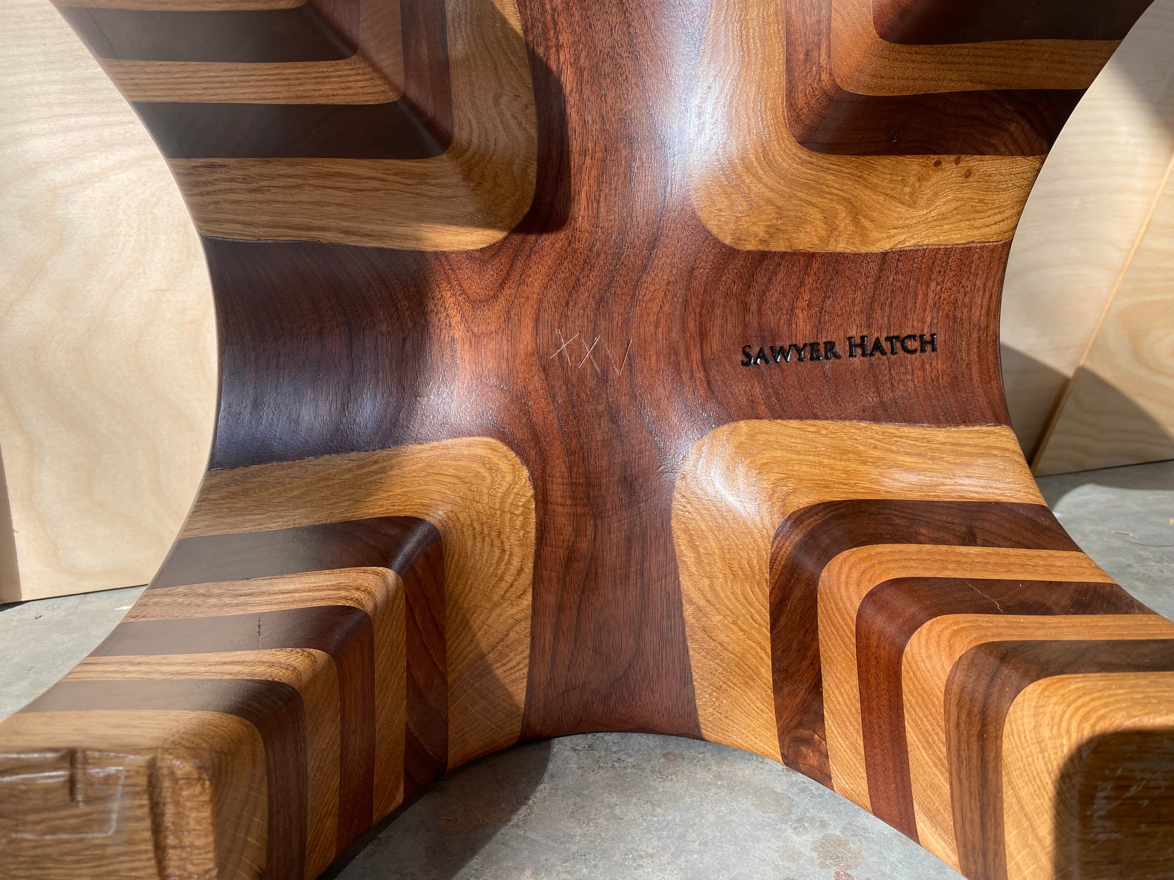 Striped Wood Stool | Plant Stand | Step | Display