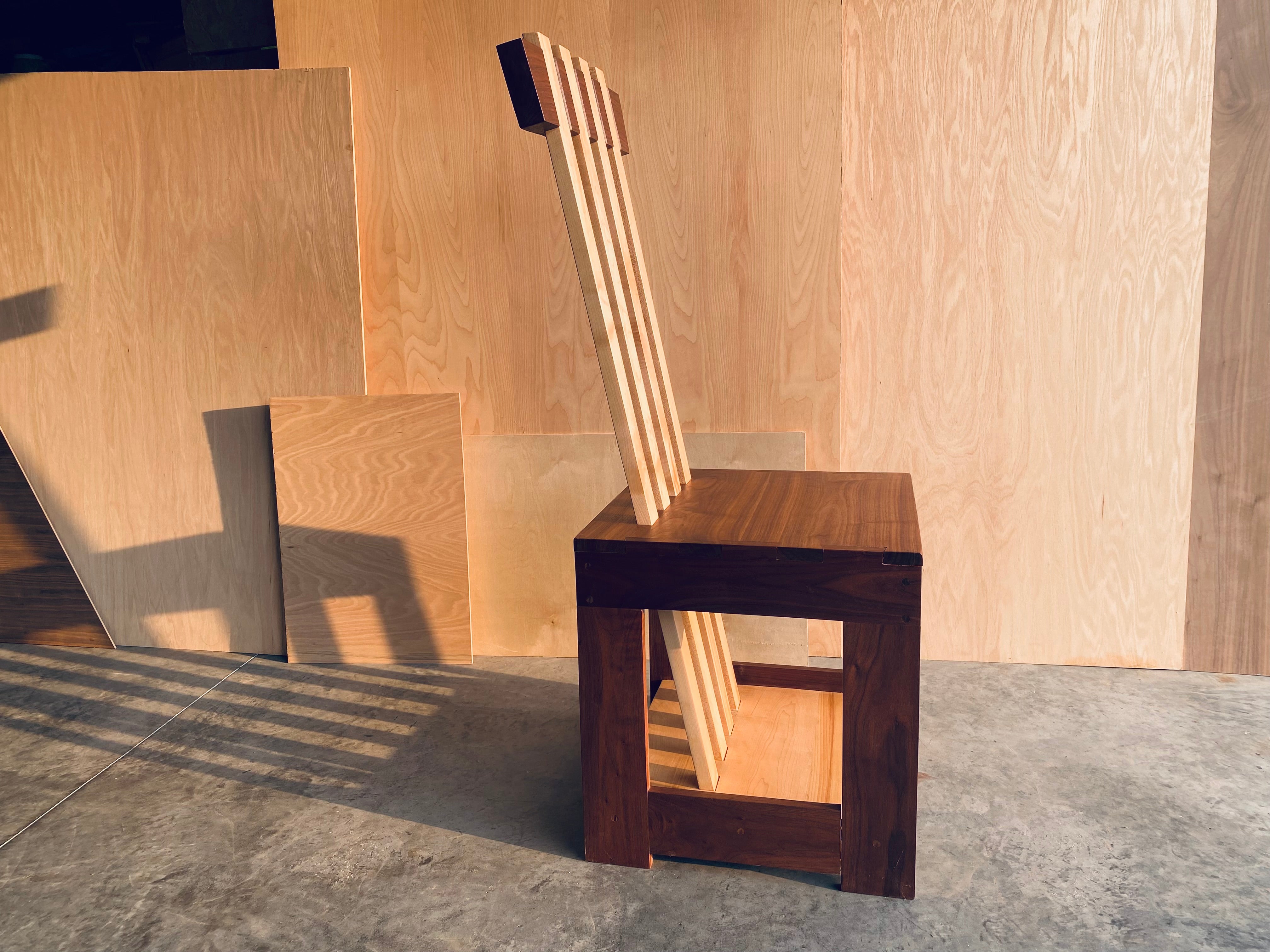 Box Chair | Unique | One-of-a-kind Seat | Handmade | Walnut and Maple Wood