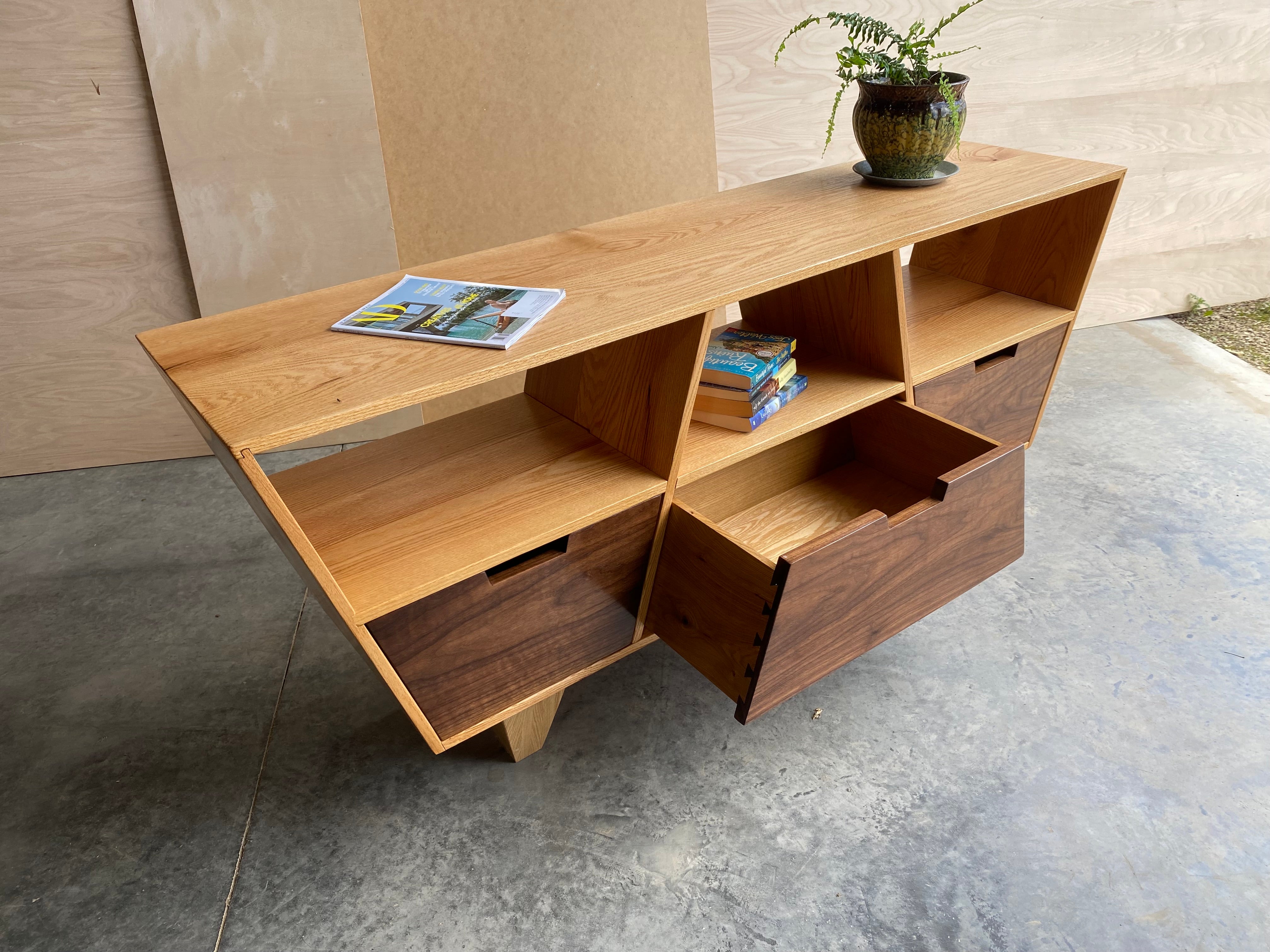 Angled 3-Drawer Credenza | Console | Oak | Walnut