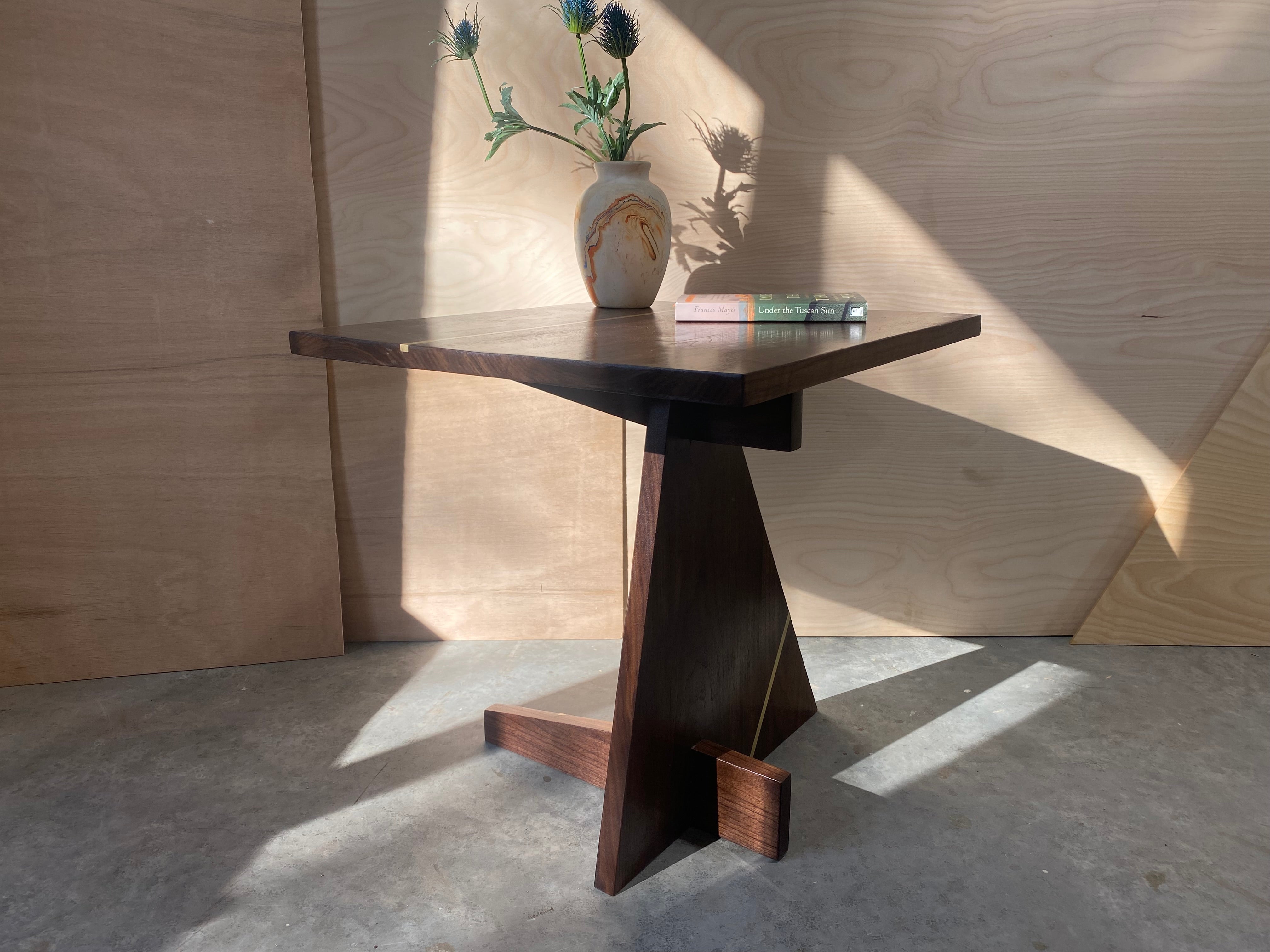 Walnut Offset End Table Night Stand Side Table