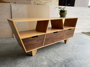 Angled 3-Drawer Credenza | Console | Oak | Walnut