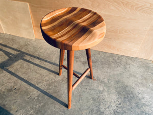 Striped Wood | 3-Legged Stool | High Top Stool | Kitchen Island Seating
