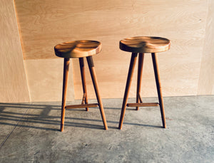 Striped Wood | 3-Legged Stool | High Top Stool | Kitchen Island Seating
