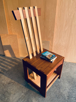Box Chair | Unique | One-of-a-kind Seat | Handmade | Walnut and Maple Wood