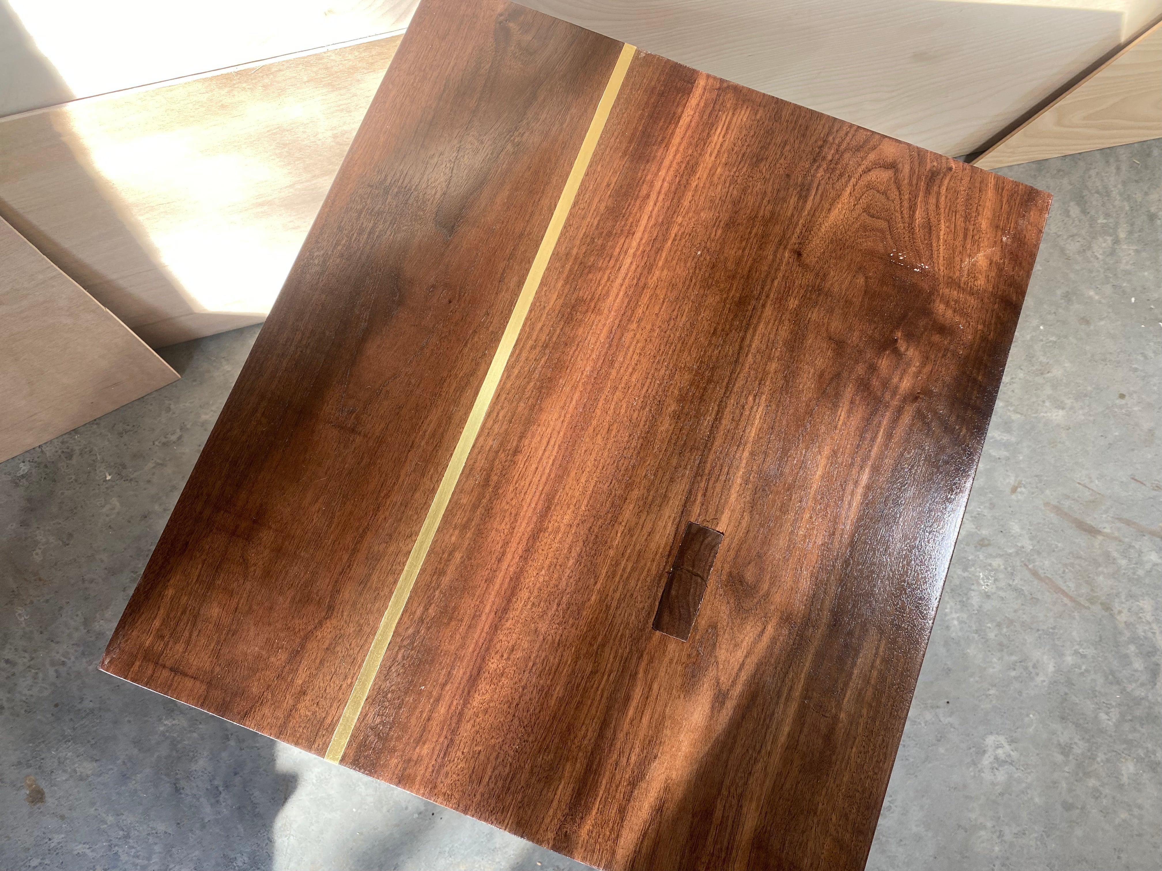 Walnut Offset End Table Night Stand Side Table