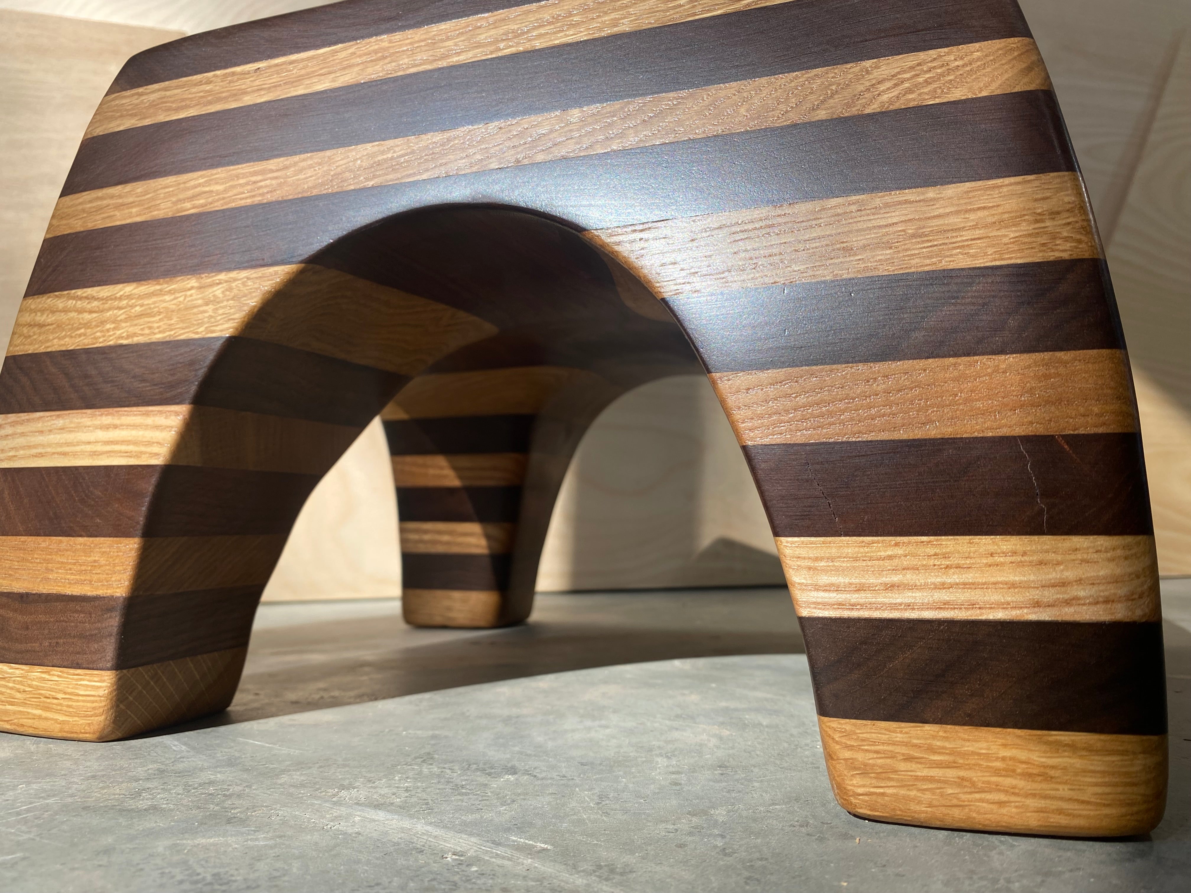 Striped Wood Stool | Plant Stand | Step | Display