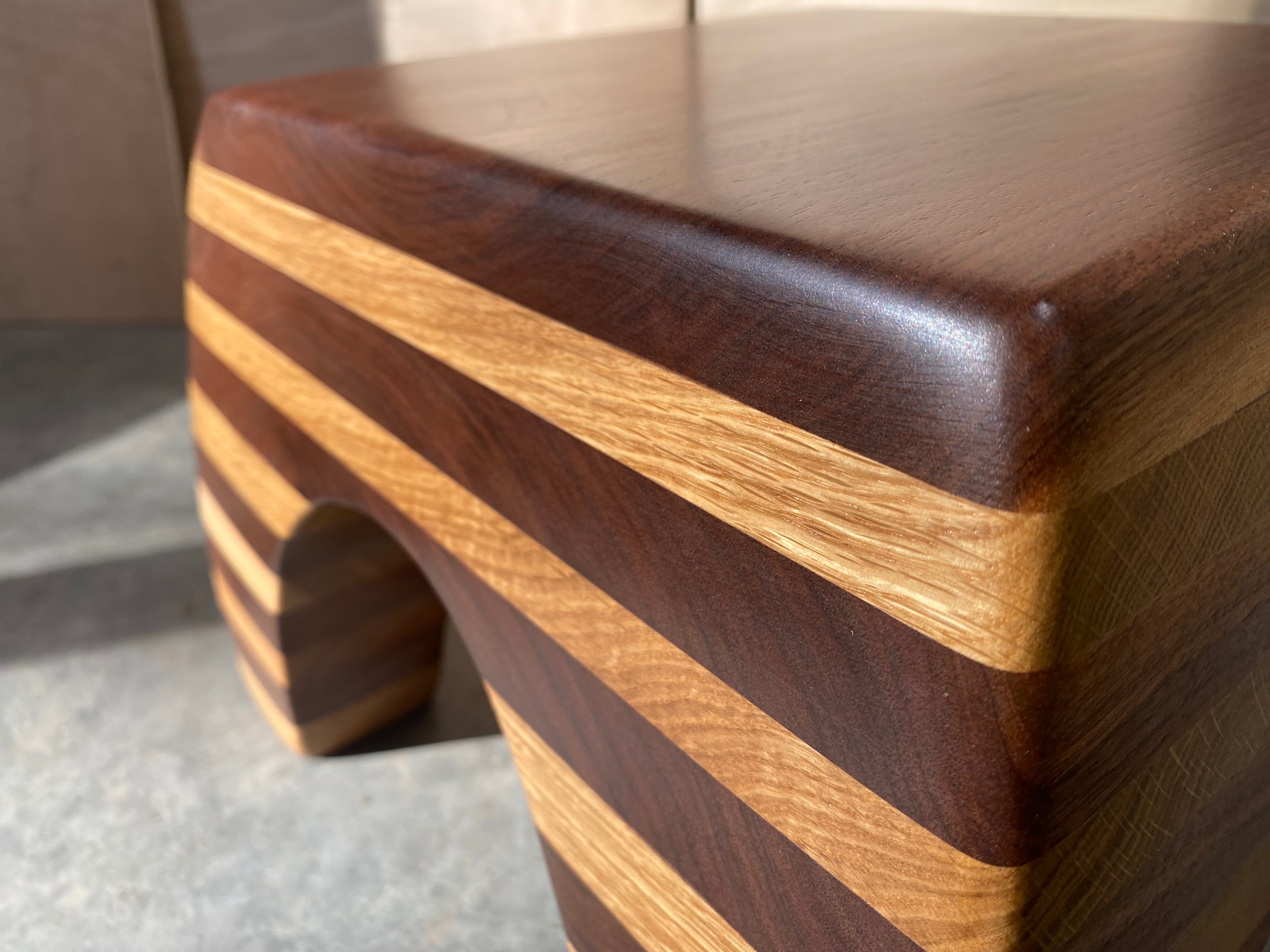 Striped Wood Stool | Plant Stand | Step | Display