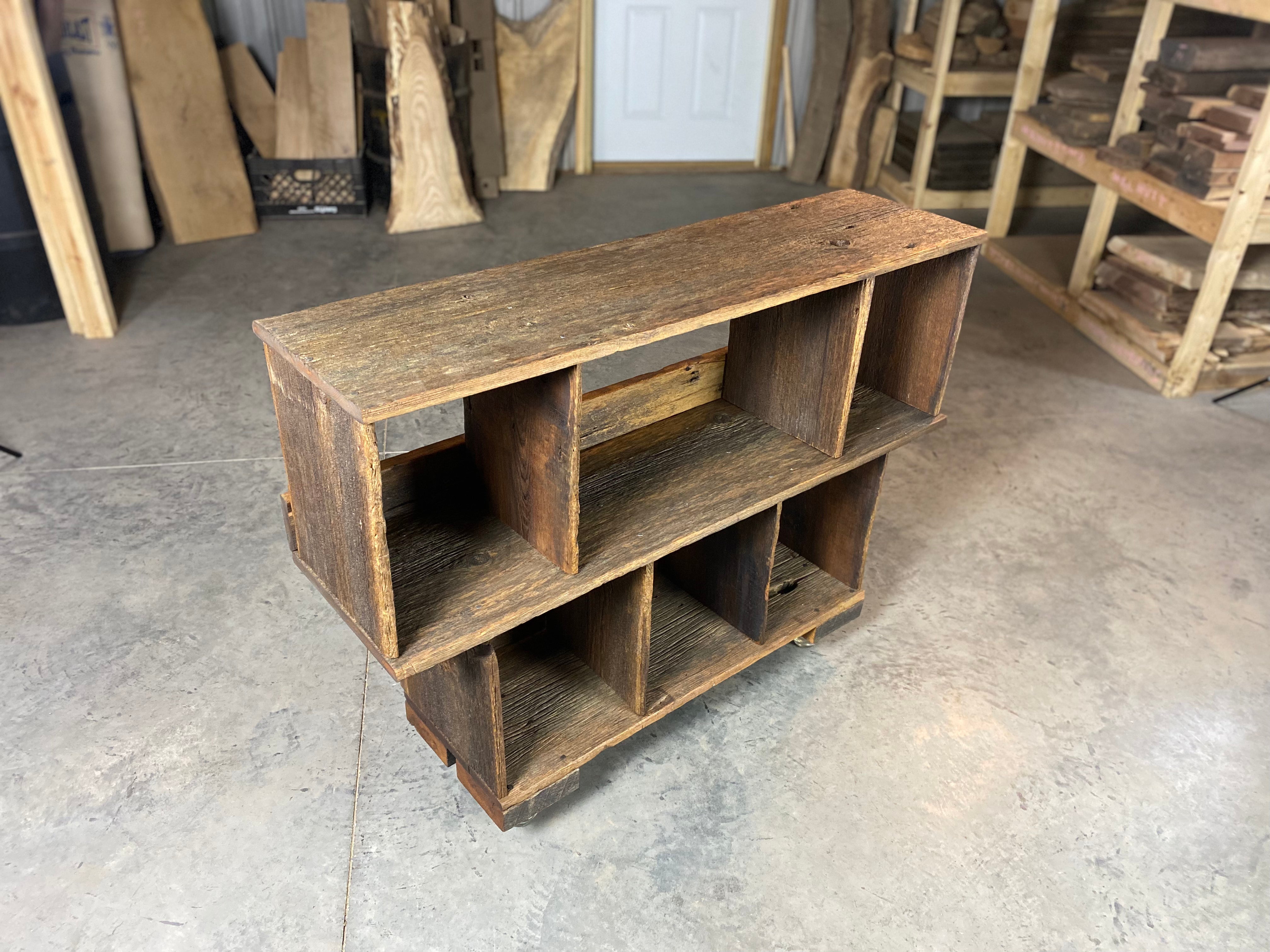 Record Shelf | TV Stand | Reclaimed Barn Wood