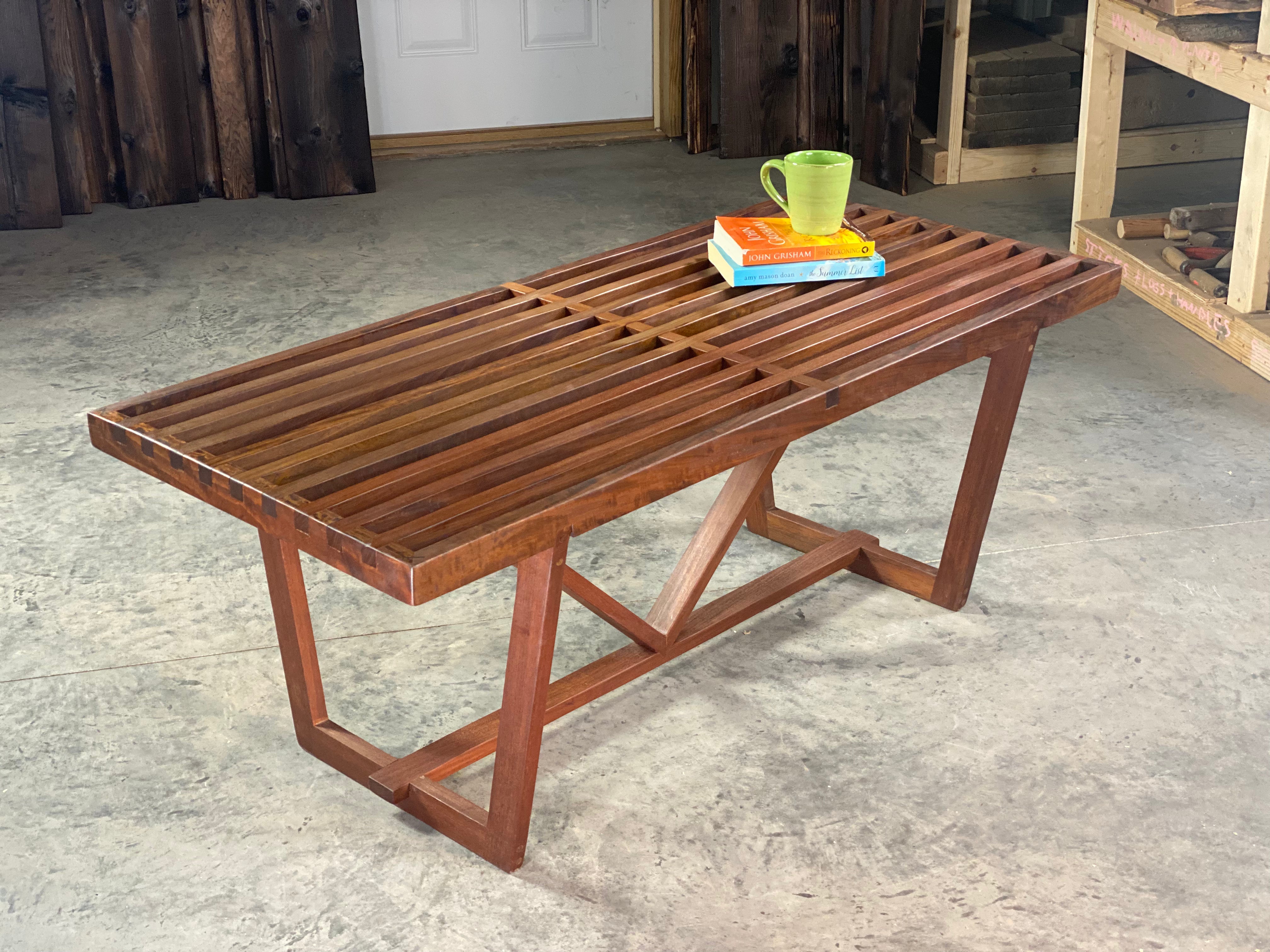 A Teak Slatted Bench Sawyer Hatch